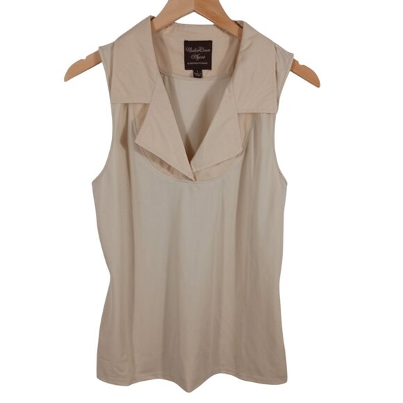 Under Cover Agent by Kathleen Kirkwood Mixed Media Sleeveless Top, Beige, SZ LRG - Picture 1 of 13